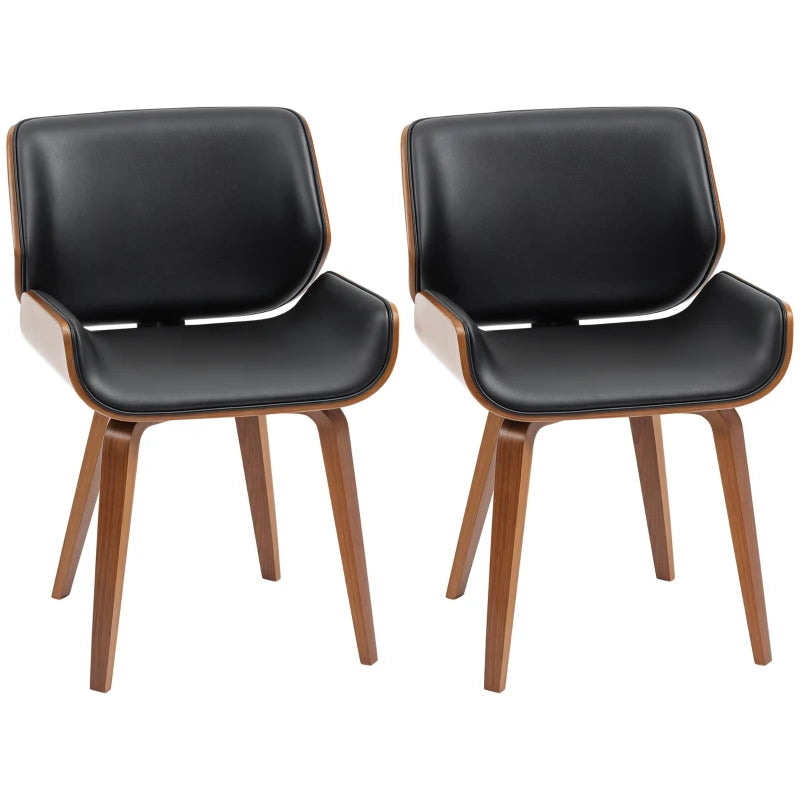 Nancy's Monterotondo Eetkamerstoelen - Set van 2 - Keukenstoelen - Retro - Zwart - Kunstleer / Hout