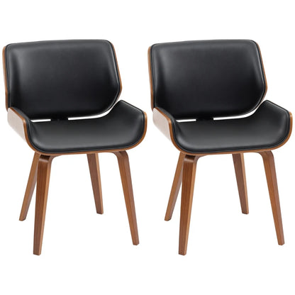 Nancy's Monterotondo Eetkamerstoelen - Set van 2 - Keukenstoelen - Retro - Zwart - Kunstleer / Hout