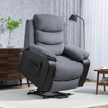 Nancy's Tabuadelo Sta op Stoel - Opsta Stoel - Seniorenstoel - Relaxfauteuil - Grijs - Ribfluweel