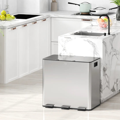 Nancy's Molfetta Afvalscheidingsprullenbak - Afvalbak - Prullenbak - Zilver - RVS - 3 x 15 Liter