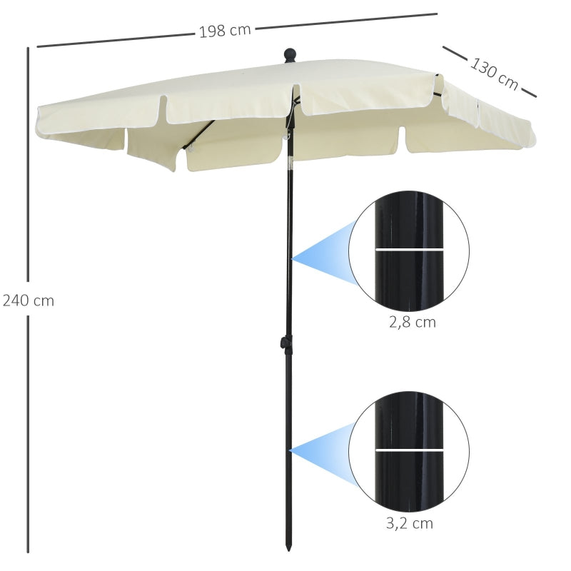 Nancy's Mandeville Parasol - Protection solaire - Parasol de jardin - Parasol de balcon - Blanc crème - Pliable - ± 200 x 130 cm