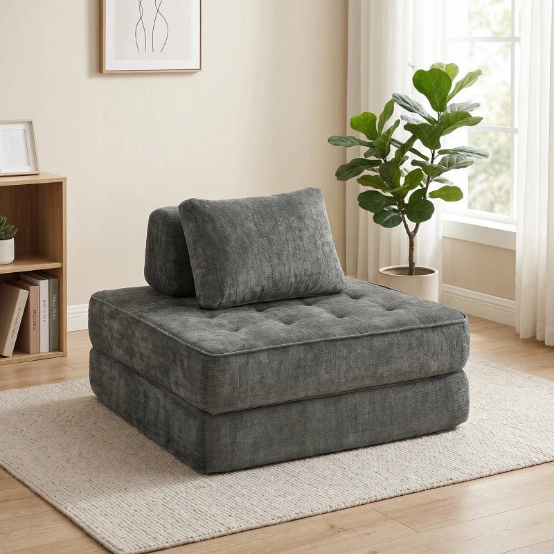 Nancy's Stanghella Slaapbank - Slaapstoel - Logeerbed - Grijs - Chenille