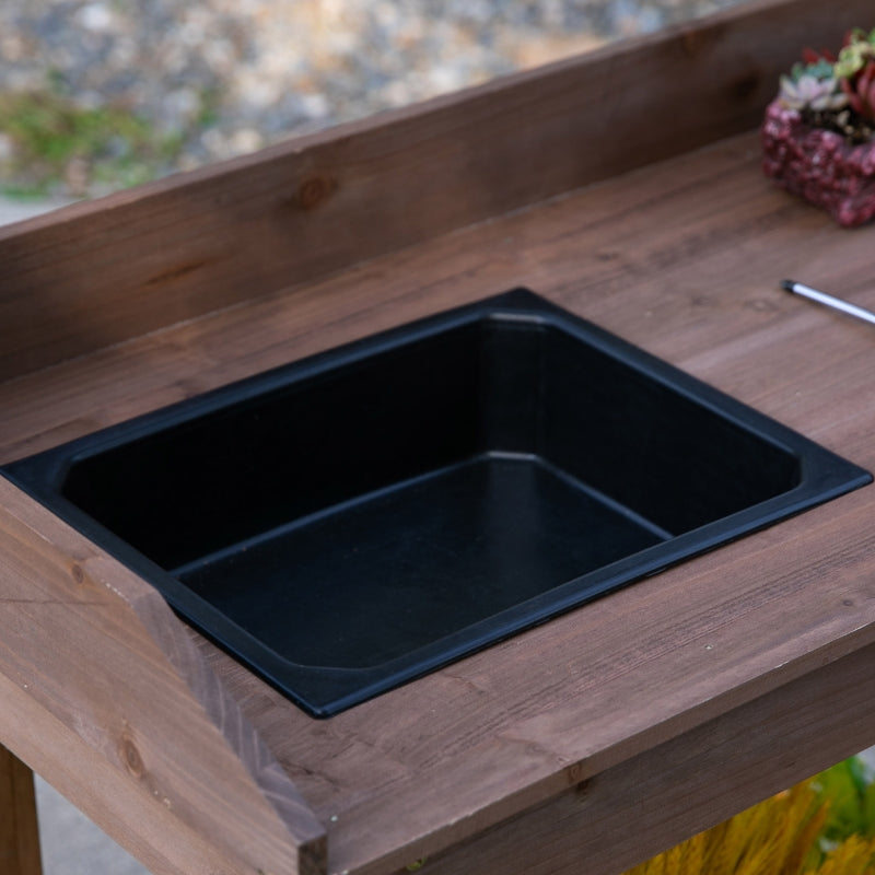 Nancy's Castilie Planttafel - Tuinwerktafel - Werktafel - Bruin - Dennenhout - ± 90 x 45 x 120 cm