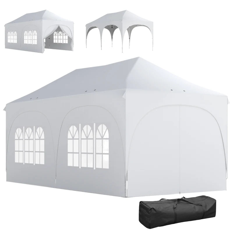 Nancy's Polinago Party tent - Paviljoen - Opvouwbaar - Lichtgrijs / Wit - ± 600 x 30B x 315 cm