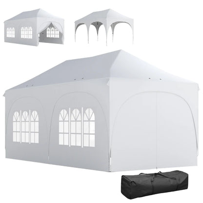 Nancy's Polinago Party tent - Paviljoen - Opvouwbaar - Lichtgrijs / Wit - ± 600 x 30B x 315 cm