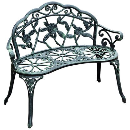 Nancy's Riverview Garden Bench - Bench - 2-Seater Bench - Metal - Antique Green - 100 x 54 x 80 cm