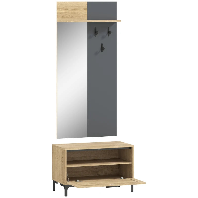 Nancy's Paulilatino Wandgarderobe - Garderobekast - Halgarderobe - Hout / Grijs - ± 60 x 15 x 130 cm