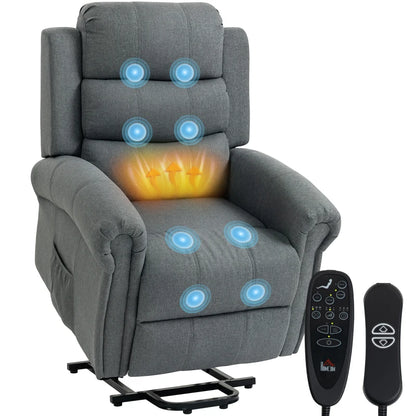 Nancy's Pomarico Sta op Stoel - Seniorenstoel - Relaxfauteuil - Massagestoel - Grijs - Linnen