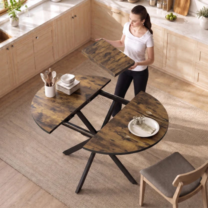 Nancy's Tossicia Eettafel Ovaal - Uitschuifbare eettafel - Tafel ovaal - Bruin / Zwart - MDF / Staal