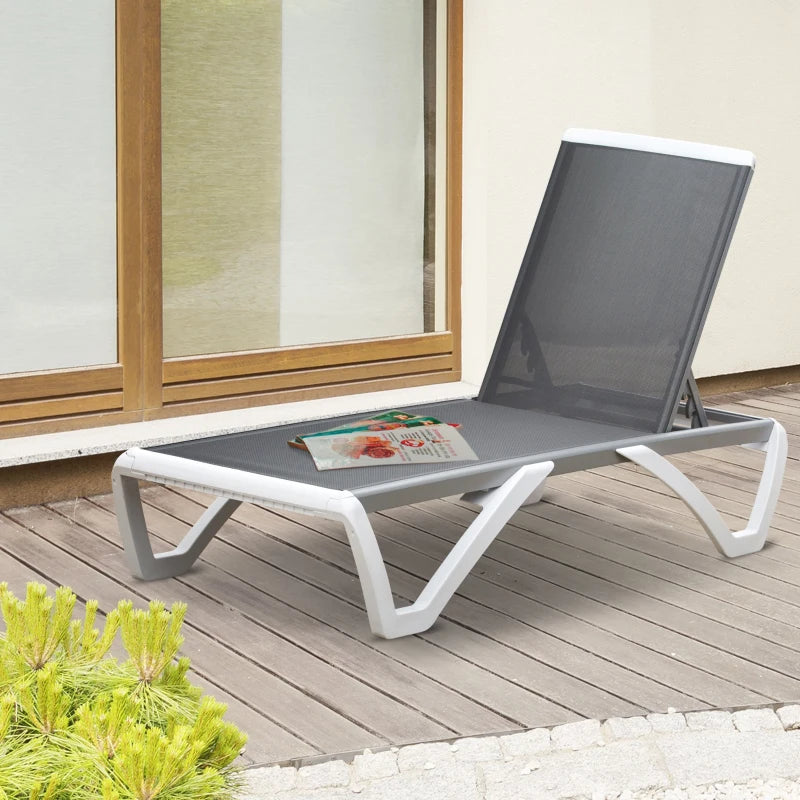 Nancy's Piebra Garden Chair - Gray, White - Aluminum, Plastic, Texteline - 66.92 cm x 26.57 cm x 37.4 cm