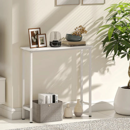 Nancy's Menaggio Sidetable - Consoletafel - Bijzettafel - Wit - Marmerlook - ± 75 x 25 x 75 cm