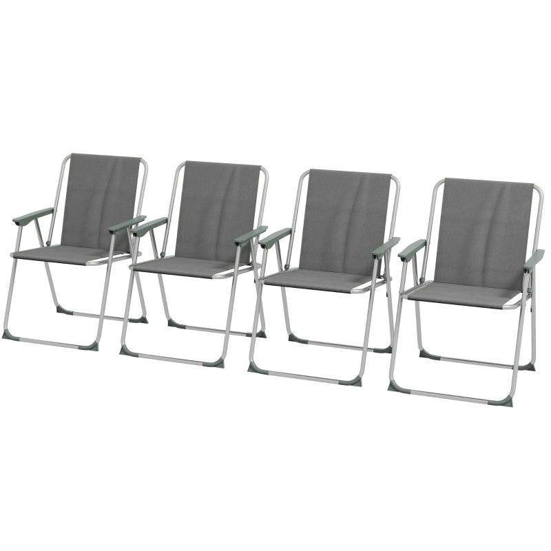 Chaises de camping Nancy's Glampy - Chaises de plage - Chaises de jardin - Chaises pliables - Ensemble de 4 - Gris