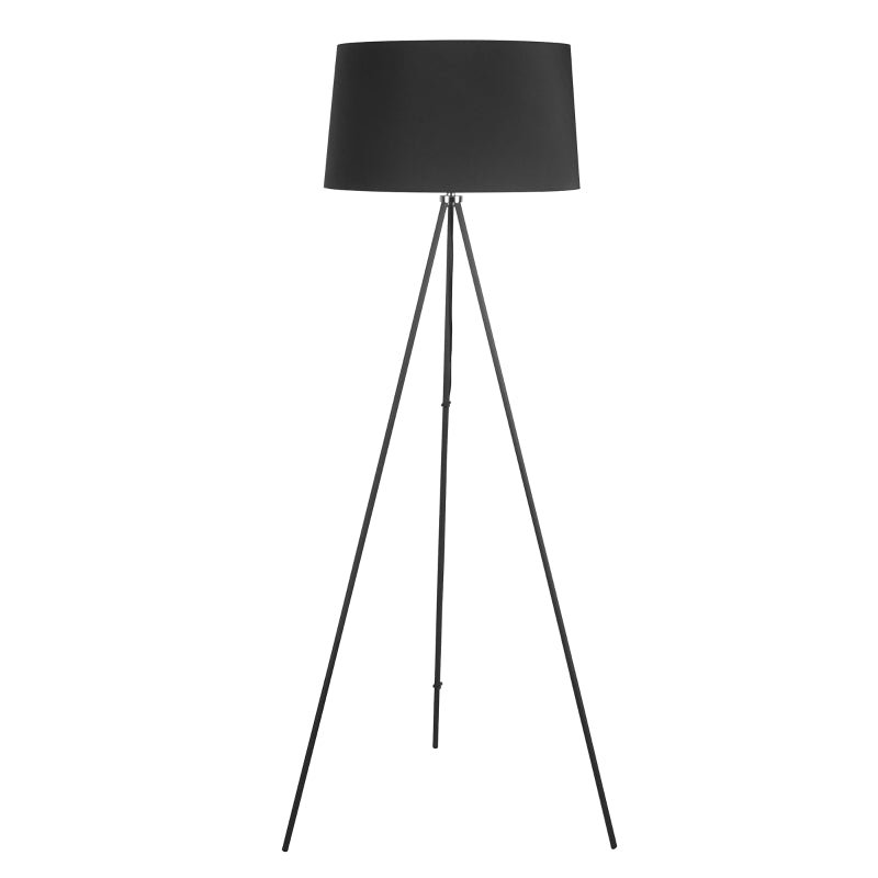 Nancy's Redan Vloerlamp - Sfeerverlichting - Driepoot - 40W - Scandinavisch - Zwart - Stof - Metaal - 48 x 48 x 156 cm