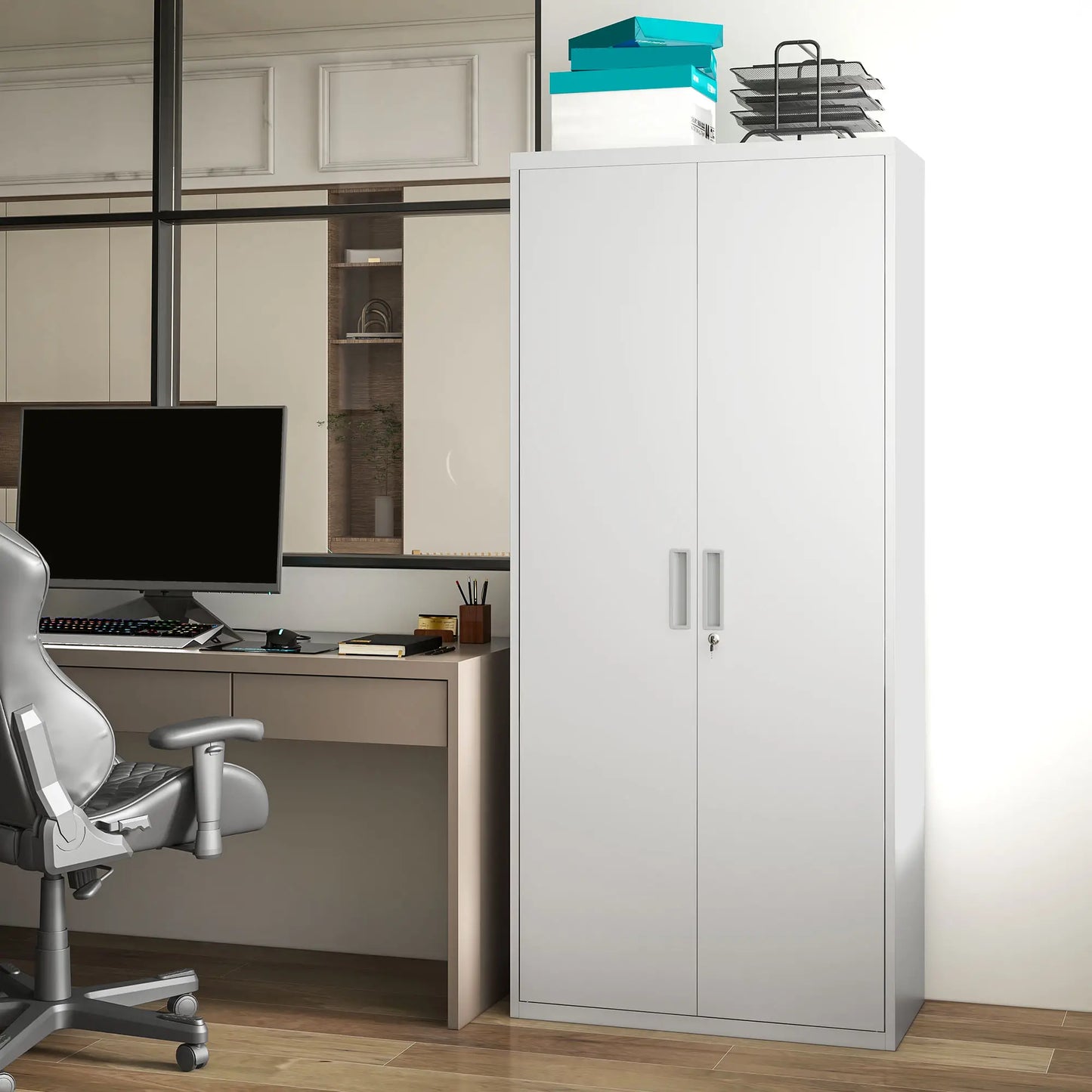 Nancy's Lourosa Archiefkast - Dossierkast - Kantoorkast - Wit - Staal - 80 x 40 x 180 cm