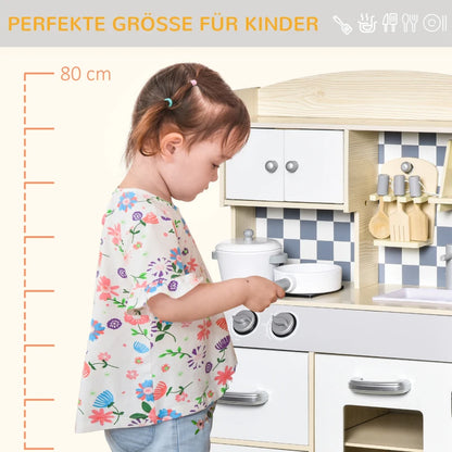Nancy's Viana Kinderkeuken - Speelkeuken - Inclusief Accessoires - Natuurlijk Hout / Wit