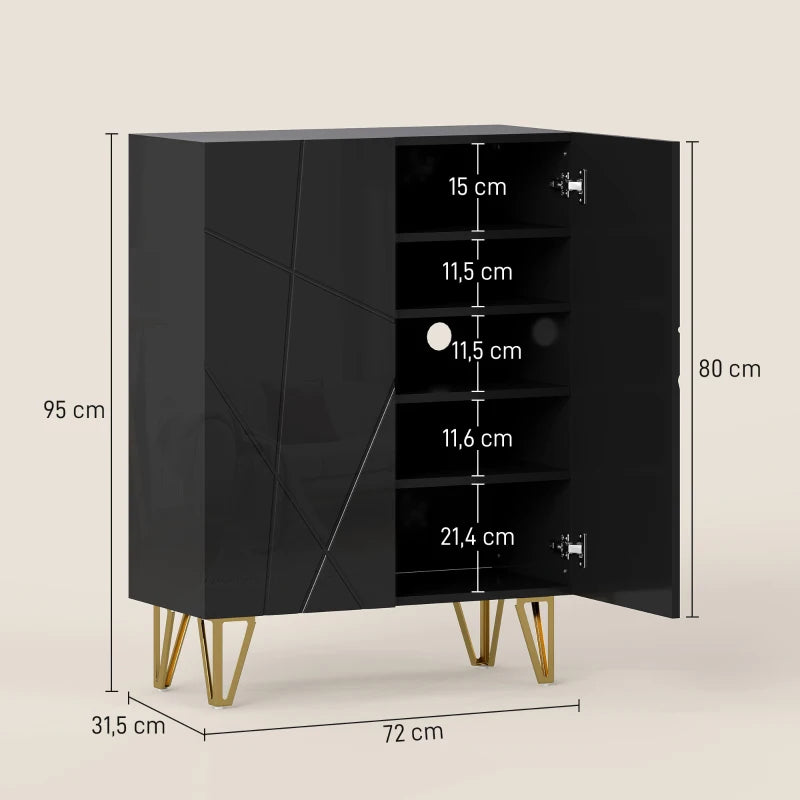 Nancy's Montecchio Schoenenkast - Opbergkast voor Schoenen - Schoenenrek - Zwart - ± 70 x 30 x 95 cm