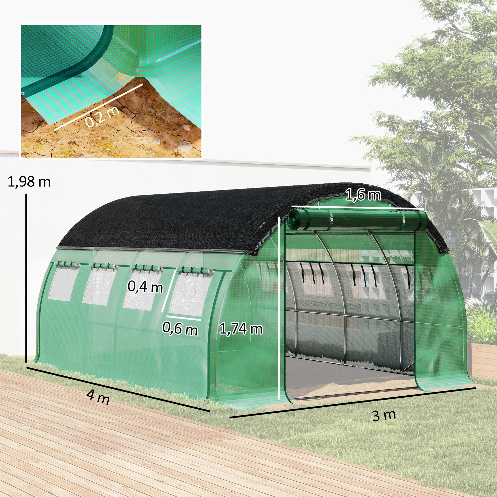 Nancy's Colares Tuinkas - Plantenkas - Kweekkas - Foliekas - Groen - ± 400 x 300 x 200 cm