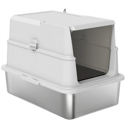 Nancy's Modica Kattenbak - Kattentoilet - Katten wc - RVS / Grijs - ± 60 x 40 x 45 cm