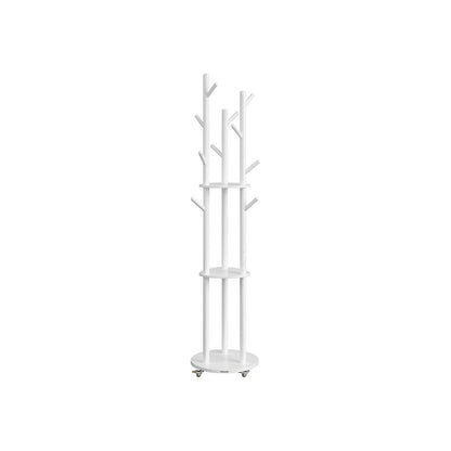 Nancy's Moltrasio Staande Kapstok - Garderoberek - Wit - Rubberhout - 175 cm Hoog