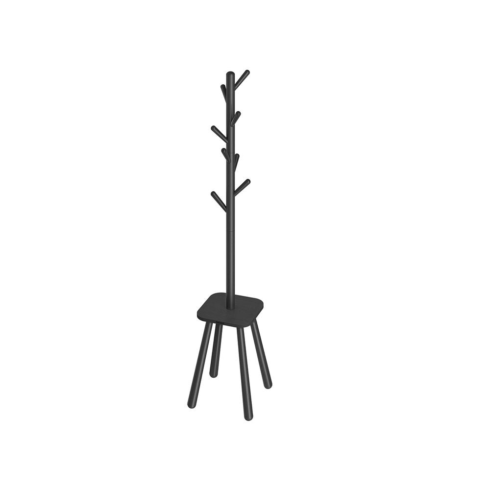 Nancy's Bismula Staande Kapstok - Garderoberek - Zwart - Rubberhout - ± 170 cm hoog