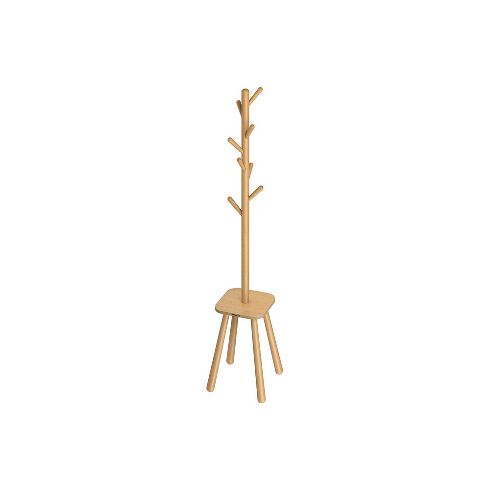 Nancy's Cerdeira Staande Kapstok - Garderoberek - Beige - Rubberhout - ± 170 cm hoog
