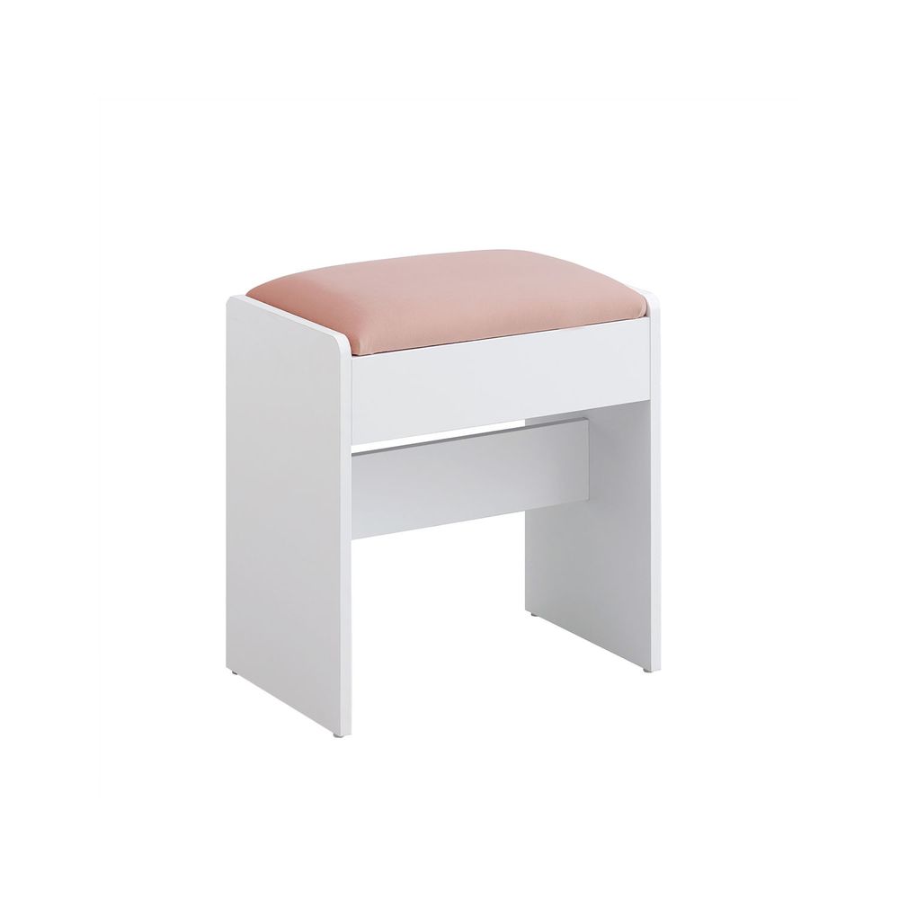 Nancy's Cernadelo Make-up Krukje - Hocker - Kruk - Wit / Pastelroze - ± 30 x 45 x 45 cm