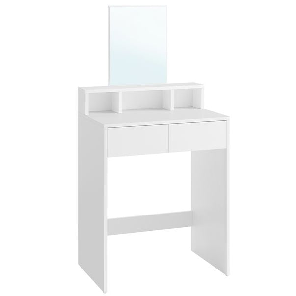Nancy's Linhares Make-up Tafel Met Spiegel - Kaptafel - Wit - ± 40 x 60 x 130 cm