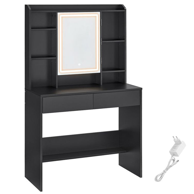 Nancy's Rapa Make Up Tafel Met Spiegel en Licht - Kaptafel - LED-Verlichting - Zwart - ± 40 x 90 x 145 cm