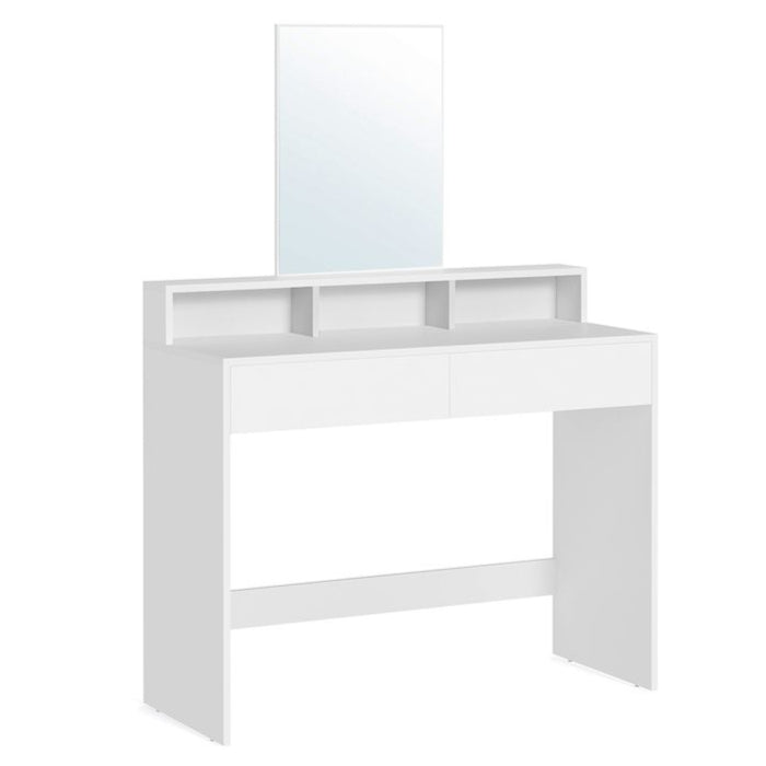 Nancy's Consett Kaptafel met spiegel - Make-up tafel - Kapspiegel - Wit - Modern - 100 x 40 x 140 cm