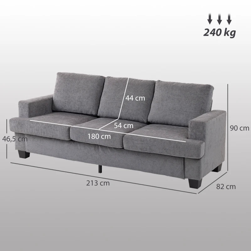 Nancy's Marcon 3-Zitsbank - Zitbank - Sofa - Grijs - Chenille - ± 215 x 80 x 90 cm