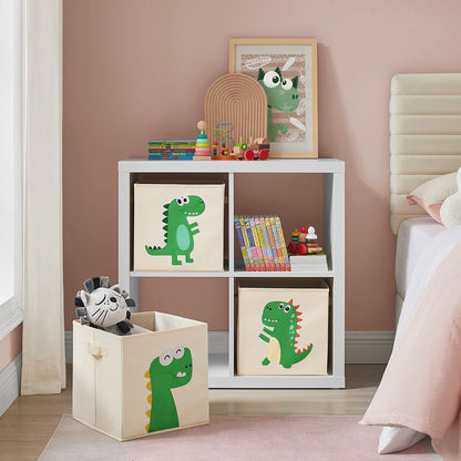 Nancy's Prescot Speelgoed Organizer - Opbergdozen - Set van 3 - Stof - Beige - Groen - 30 x 30 x 30 cm