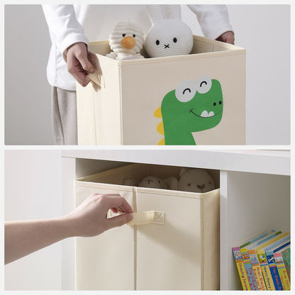 Nancy's Prescot Speelgoed Organizer - Opbergdozen - Set van 3 - Stof - Beige - Groen - 30 x 30 x 30 cm