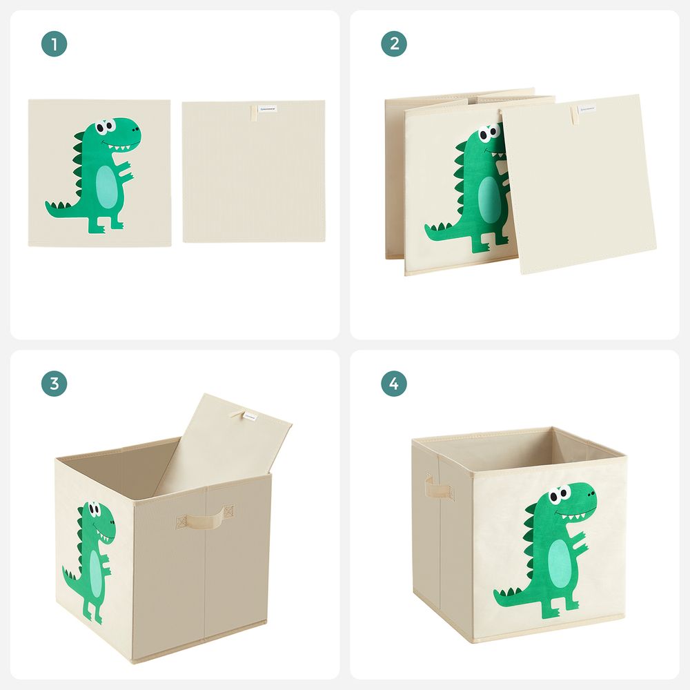 Nancy's Prescot Toy Organizer - Boîtes de rangement - Lot de 3 - Tissu - Beige - Vert - 30 x 30 x 30 cm