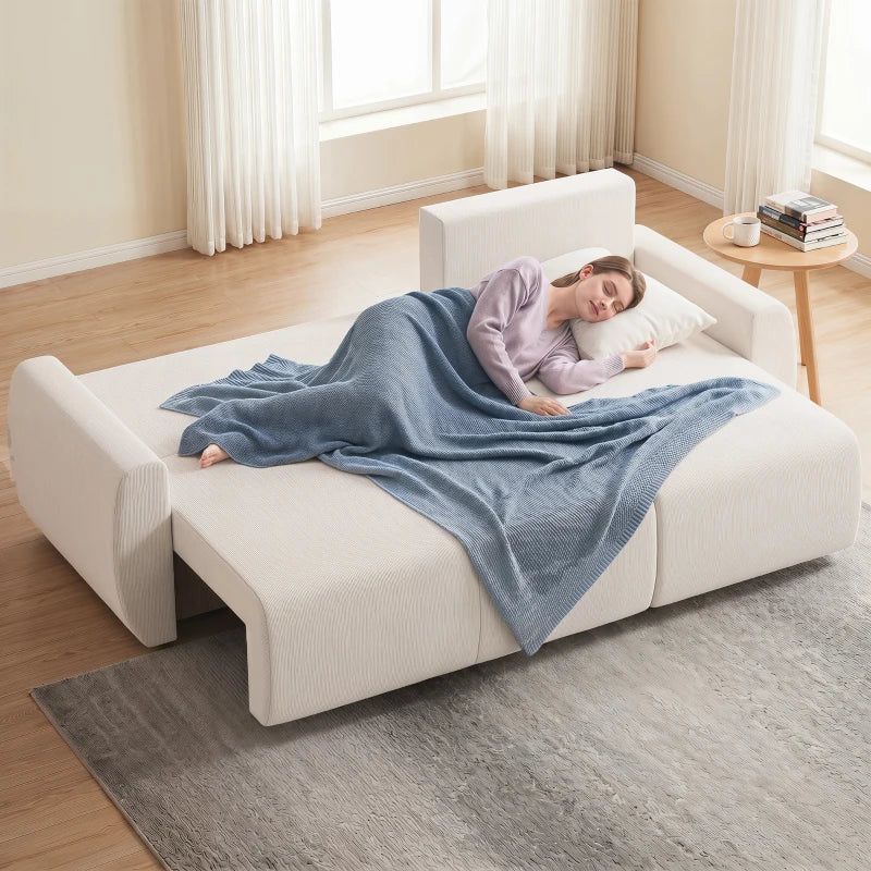 Nancy's Staletti Slaapbank - Logeerbed - Ligbank - Opbergruimte - Crèmewit - Velours