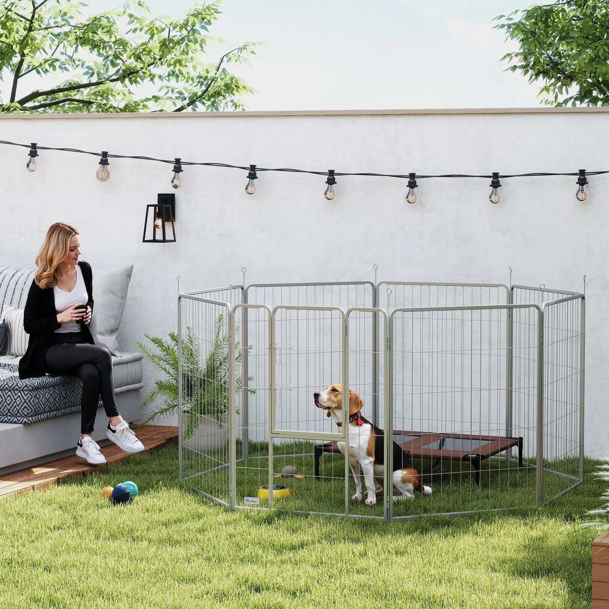 Nancy's Cognola Hondenbox - Honden ren - Dieren ren - Zilver - Staal