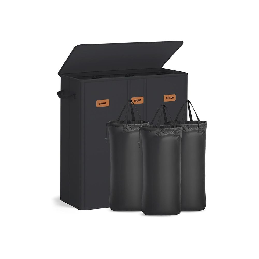 Nancy's Molinella Wasmand - Wasbox - Was sorteerder - 3 vakken - Zwart - 160 Liter