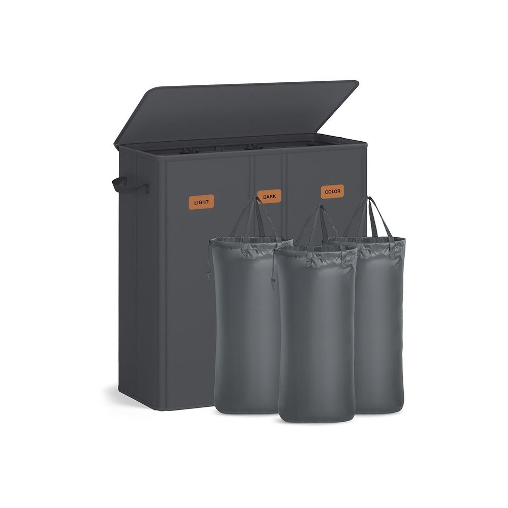 Nancy's Molinella Wasmand - Wasbox - Was sorteerder - 3 vakken - Donkergrijs - 160 Liter