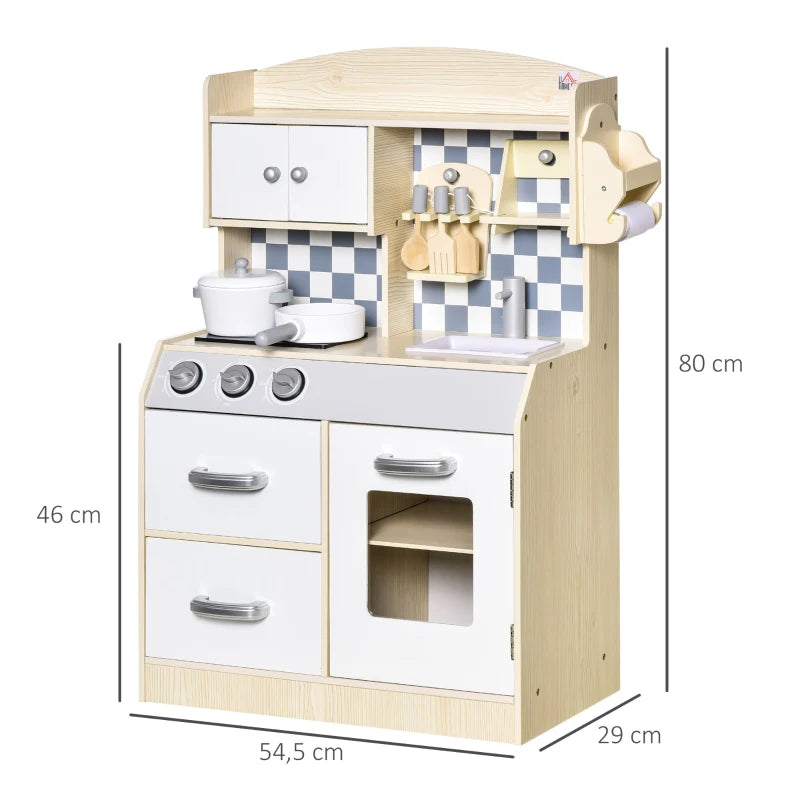 Nancy's Viana Kinderkeuken - Speelkeuken - Inclusief Accessoires - Natuurlijk Hout / Wit