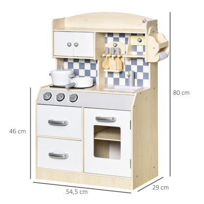 Nancy's Viana Kinderkeuken - Speelkeuken - Inclusief Accessoires - Natuurlijk Hout / Wit