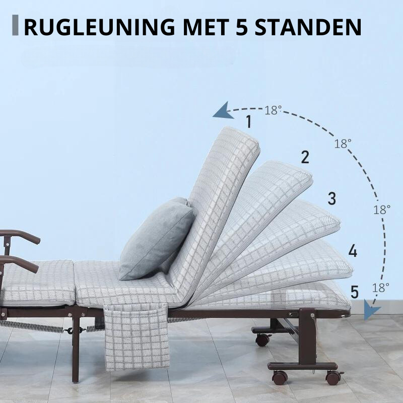 Nancy's Gulpilhares Logeerbed - 1-Persoons Bed - Opklapbaar Bed - Zwart / Grijs - Staal - ± 190 x 75 x 30 cm