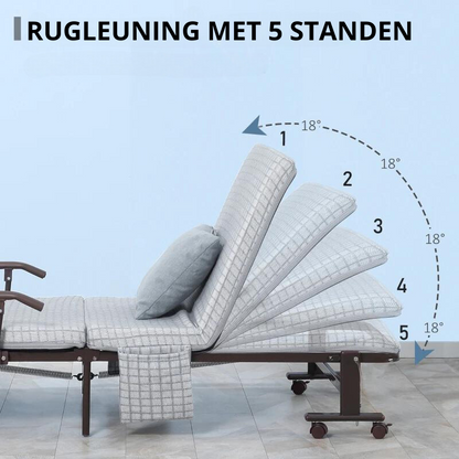 Nancy's Gulpilhares Logeerbed - 1-Persoons Bed - Opklapbaar Bed - Zwart / Grijs - Staal - ± 190 x 75 x 30 cm