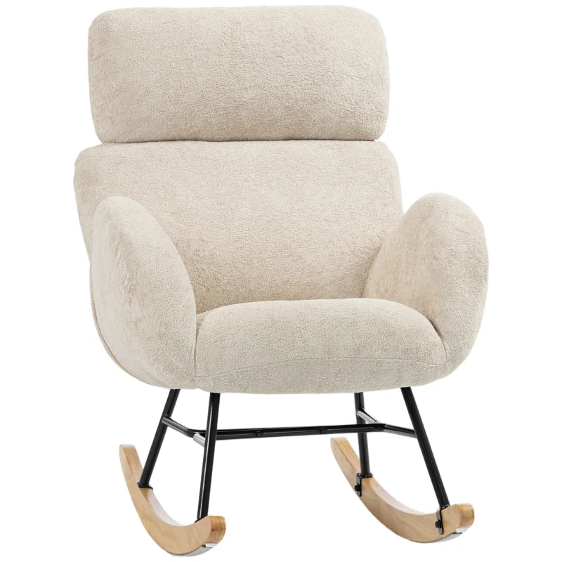 Nancy's Varago Schommelstoel - Relaxstoel - Relaxfauteuil - Crèmewit - Fluweel