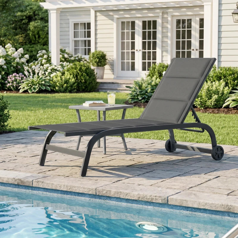 Nancy's Sibari Ligbed - Loungebed - Ligstoel - Verstelbaar - Grijs - Aluminium