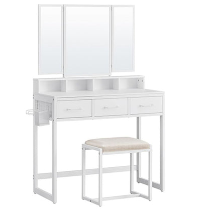 Nancy's Amorosi Kaptafel - Make-up Tafel - Inclusief Kruk - Wit - ± 40 x 90 x 140 cm