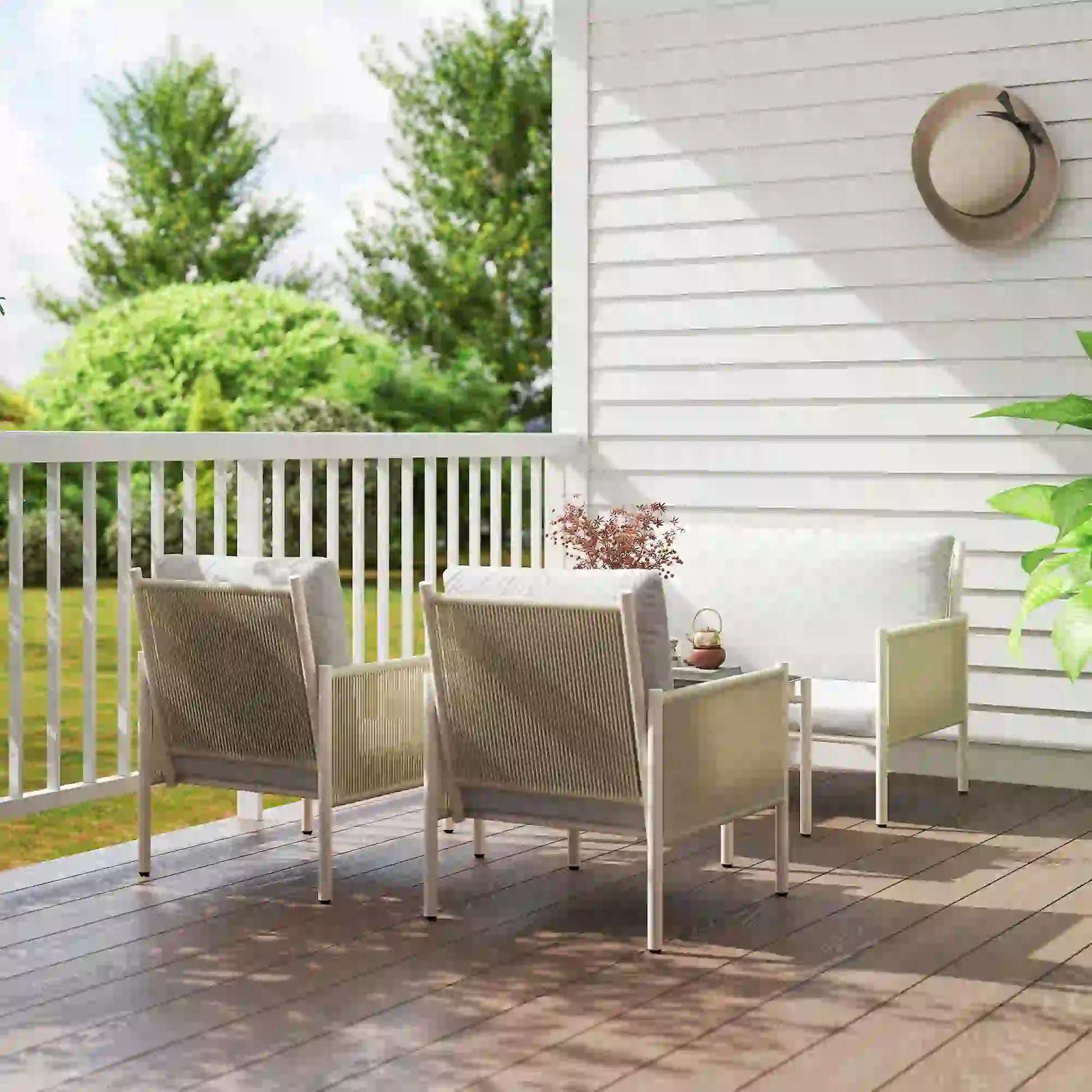 Nancy's Gallio Loungeset - Tuinset - Tuinmeubelset - Lichtgrijs / Bruin - Rotan