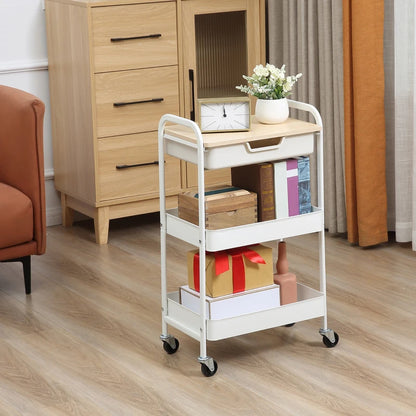 Nancy's Monterenzio Trolley - Serveerwagen - Keukentrolley - Wit - ± 45 x 30 x 75 cm