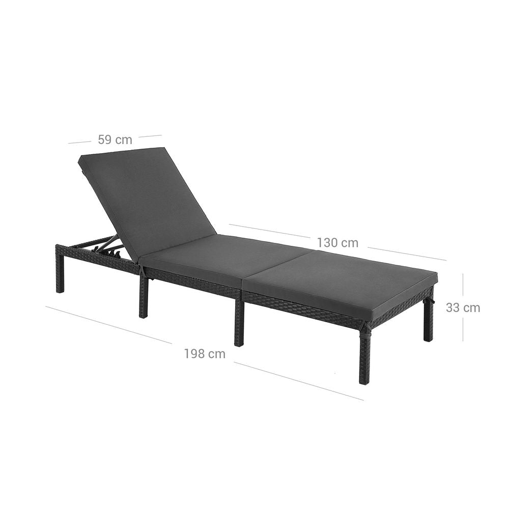 Nancy's Vagos Ligbed - Loungebed - Ligstoel - Zwart