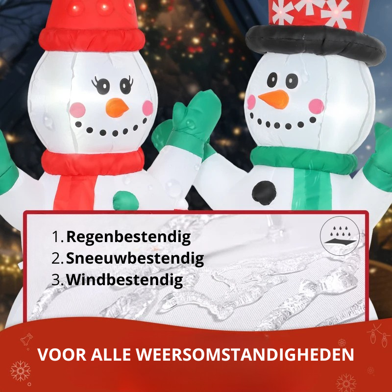 Nancy's Oriolo Opblaasbare Kerst Sneeuwpoppen - LED-Lampjes - Rood / Groen / Zwart - 165 x 80 x 180 cm