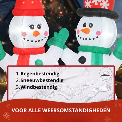 Nancy's Oriolo Opblaasbare Kerst Sneeuwpoppen - LED-Lampjes - Rood / Groen / Zwart - 165 x 80 x 180 cm