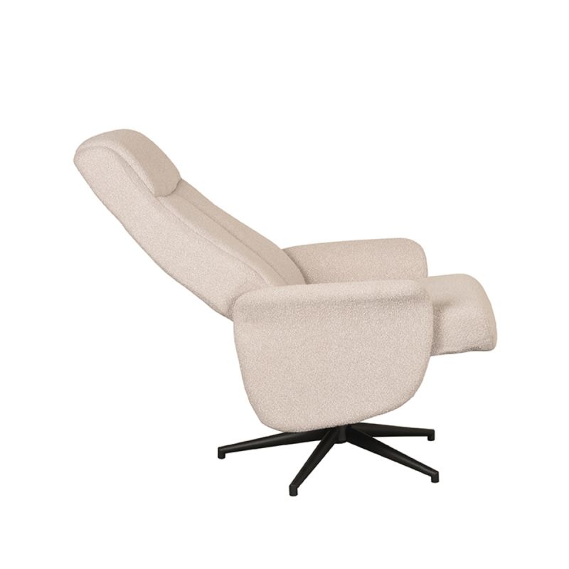 LABEL51 Relaxfauteuil Bergen - Naturel Boucle | Zwart Metaal - 77x76x105 cm